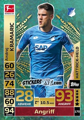 Sticker Andrej Kramaric - German Fussball Bundesliga 2018-2019. Match Attax n. 170 - Topps