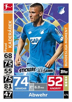 Sticker Pavel Kaderábek - German Fussball Bundesliga 2018-2019. Match Attax n. 171 - Topps