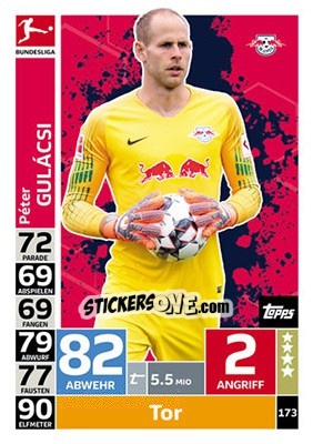 Cromo Péter Gulácsi - German Fussball Bundesliga 2018-2019. Match Attax - Topps