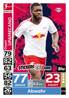 Sticker Dayot Upamecano - German Fussball Bundesliga 2018-2019. Match Attax n. 174 - Topps