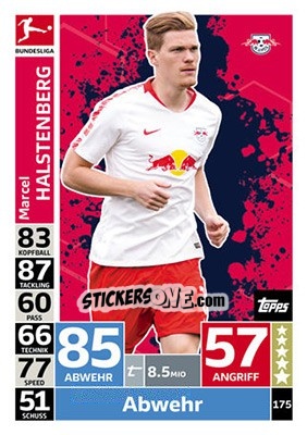 Sticker Marcel Halstenberg - German Fussball Bundesliga 2018-2019. Match Attax - Topps