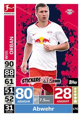 Figurina Willi Orban - German Fussball Bundesliga 2018-2019. Match Attax - Topps