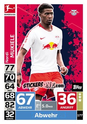 Cromo Nordi Mukiele - German Fussball Bundesliga 2018-2019. Match Attax - Topps