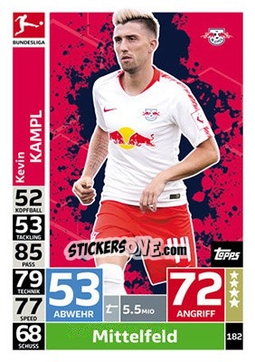 Sticker Kevin Kampl - German Fussball Bundesliga 2018-2019. Match Attax n. 182 - Topps