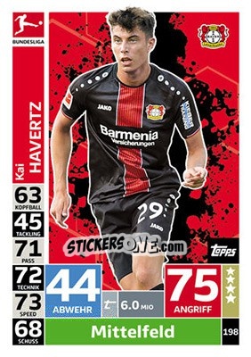 Sticker Kai Havertz - German Fussball Bundesliga 2018-2019. Match Attax n. 198 - Topps