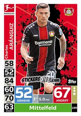 Figurina Charles Aránguiz - German Fussball Bundesliga 2018-2019. Match Attax - Topps