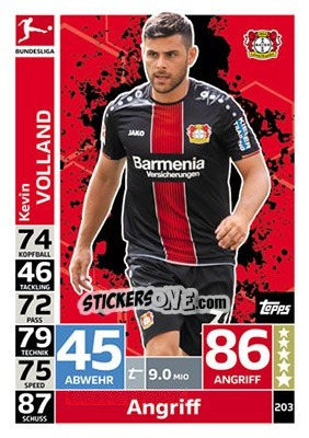 Sticker Kevin Volland - German Fussball Bundesliga 2018-2019. Match Attax n. 203 - Topps