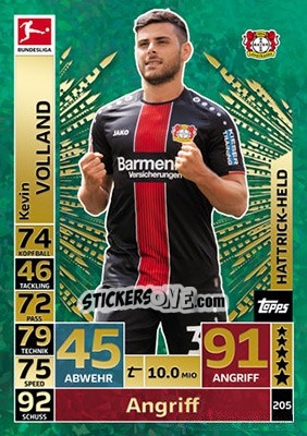 Sticker Kevin Volland - German Fussball Bundesliga 2018-2019. Match Attax n. 205 - Topps
