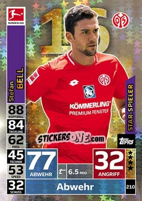 Figurina Stefan Bell - German Fussball Bundesliga 2018-2019. Match Attax - Topps