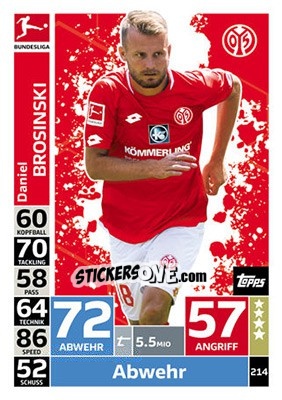 Figurina Daniel Brosinski - German Fussball Bundesliga 2018-2019. Match Attax - Topps