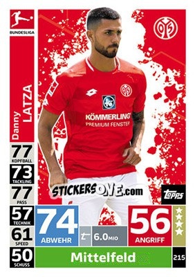 Figurina Danny Latza - German Fussball Bundesliga 2018-2019. Match Attax - Topps