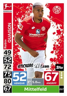 Sticker Robin Quaison - German Fussball Bundesliga 2018-2019. Match Attax - Topps