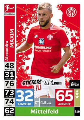 Sticker Alexandru Maxim - German Fussball Bundesliga 2018-2019. Match Attax - Topps