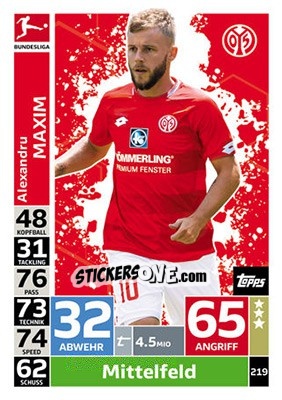 Figurina Alexandru Maxim - German Fussball Bundesliga 2018-2019. Match Attax - Topps