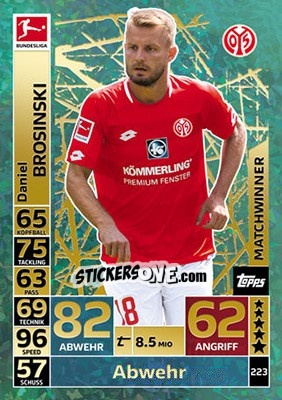 Sticker Daniel Brosinski - German Fussball Bundesliga 2018-2019. Match Attax - Topps