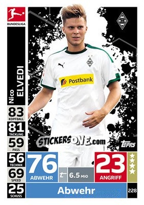 Sticker Nico Elvedi - German Fussball Bundesliga 2018-2019. Match Attax n. 228 - Topps