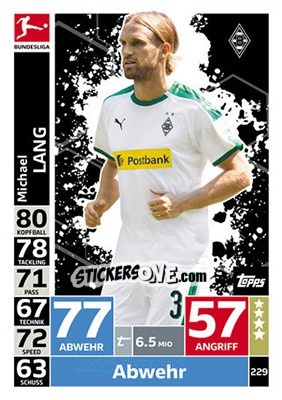 Sticker Michael Lang - German Fussball Bundesliga 2018-2019. Match Attax n. 229 - Topps