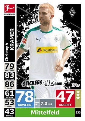 Cromo Christoph Kramer - German Fussball Bundesliga 2018-2019. Match Attax - Topps