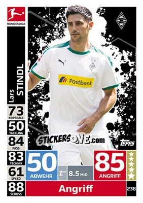 Sticker Lars Stindl - German Fussball Bundesliga 2018-2019. Match Attax n. 238 - Topps
