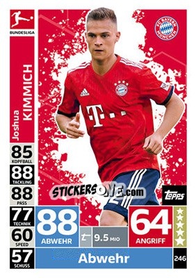 Sticker Joshua Kimmich - German Fussball Bundesliga 2018-2019. Match Attax n. 246 - Topps