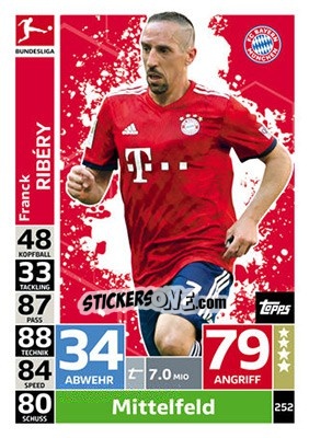Sticker Franck Ribéry - German Fussball Bundesliga 2018-2019. Match Attax - Topps