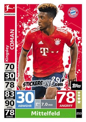 Sticker Kingsley Coman - German Fussball Bundesliga 2018-2019. Match Attax n. 253 - Topps