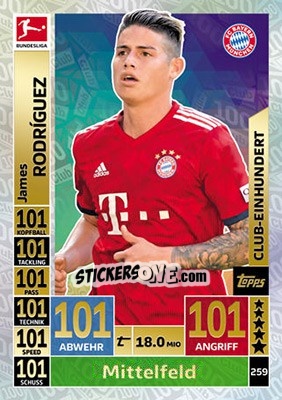 Sticker James Rodríguez - German Fussball Bundesliga 2018-2019. Match Attax n. 259 - Topps