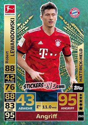 Sticker Robert Lewandowski - German Fussball Bundesliga 2018-2019. Match Attax n. 260 - Topps