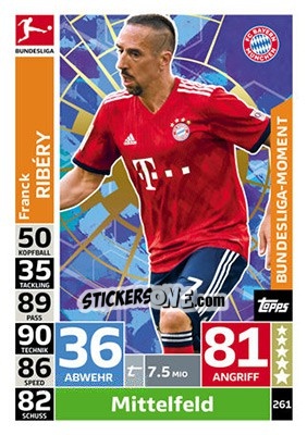 Sticker Franck Ribéry - German Fussball Bundesliga 2018-2019. Match Attax n. 261 - Topps