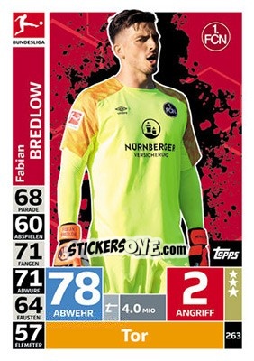 Sticker Fabian Bredlow - German Fussball Bundesliga 2018-2019. Match Attax - Topps