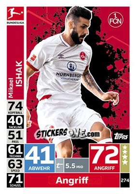 Sticker Mikael Ishak - German Fussball Bundesliga 2018-2019. Match Attax - Topps