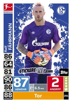 Figurina Ralf Fährmann - German Fussball Bundesliga 2018-2019. Match Attax n. 281 - Topps