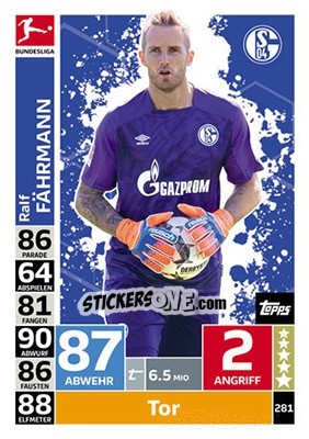 Sticker Ralf Fährmann - German Fussball Bundesliga 2018-2019. Match Attax - Topps