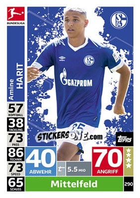 Sticker Amine Harit - German Fussball Bundesliga 2018-2019. Match Attax n. 290 - Topps