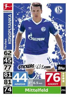 Sticker Yevhen Konoplyanka - German Fussball Bundesliga 2018-2019. Match Attax - Topps