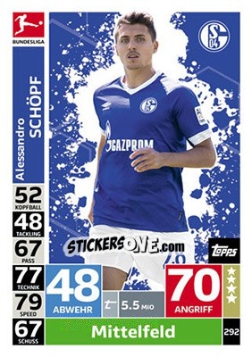 Sticker Alessandro Schöpf - German Fussball Bundesliga 2018-2019. Match Attax n. 292 - Topps
