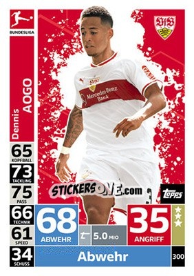 Sticker Dennis Aogo - German Fussball Bundesliga 2018-2019. Match Attax n. 300 - Topps