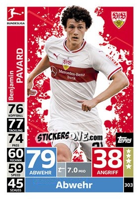 Sticker Benjamin Pavard - German Fussball Bundesliga 2018-2019. Match Attax n. 303 - Topps