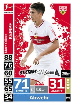 Sticker Marc Oliver Kempf - German Fussball Bundesliga 2018-2019. Match Attax n. 305 - Topps