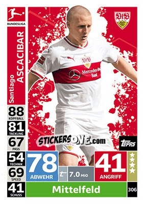 Sticker Santiago Ascacíbar - German Fussball Bundesliga 2018-2019. Match Attax n. 306 - Topps