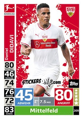 Sticker Daniel Didavi - German Fussball Bundesliga 2018-2019. Match Attax n. 309 - Topps