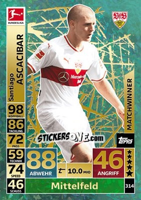 Sticker Santiago Ascacíbar - German Fussball Bundesliga 2018-2019. Match Attax n. 314 - Topps
