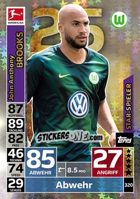 Figurina John Anthony Brooks - German Fussball Bundesliga 2018-2019. Match Attax - Topps