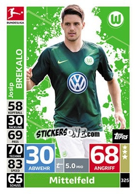 Sticker Josip Brekalo - German Fussball Bundesliga 2018-2019. Match Attax n. 325 - Topps