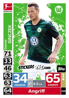 Figurina Daniel Ginczek - German Fussball Bundesliga 2018-2019. Match Attax - Topps