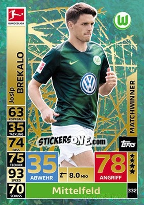 Sticker Josip Brekalo - German Fussball Bundesliga 2018-2019. Match Attax n. 332 - Topps