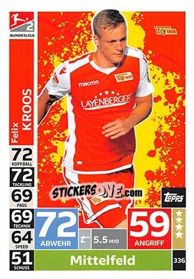 Cromo Felix Kroos - German Fussball Bundesliga 2018-2019. Match Attax - Topps