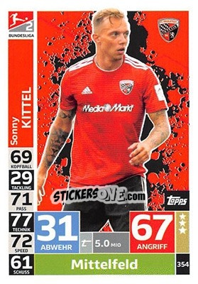 Sticker Sonny Kittel - German Fussball Bundesliga 2018-2019. Match Attax n. 354 - Topps