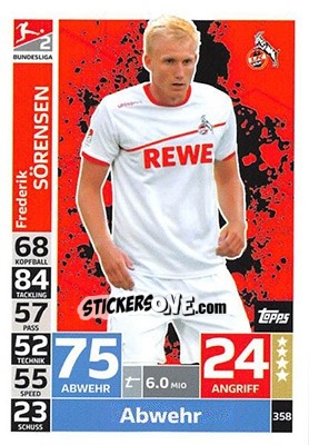 Sticker Frederik Sörensen - German Fussball Bundesliga 2018-2019. Match Attax n. 358 - Topps