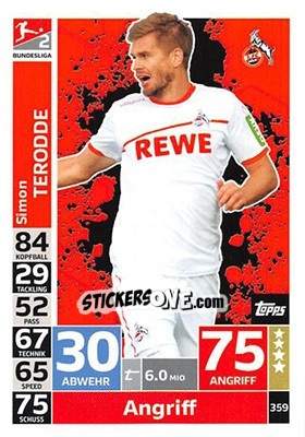 Sticker Simon Terodde - German Fussball Bundesliga 2018-2019. Match Attax n. 359 - Topps